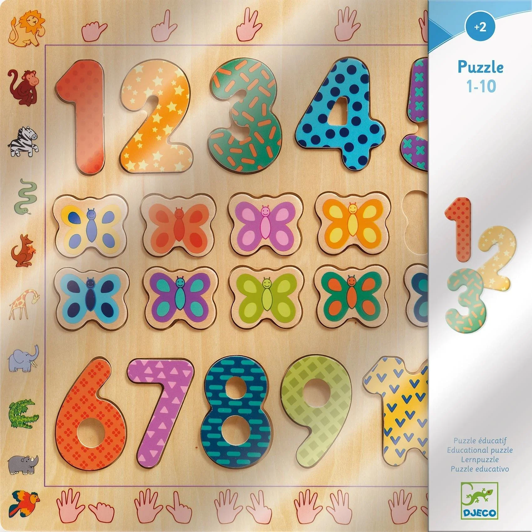 Puzzle educativ din lemn Djeco Cifre 1-10