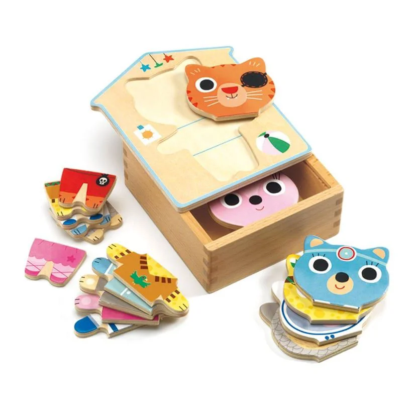 Puzzle din lemn Djeco Dressup Mix foto