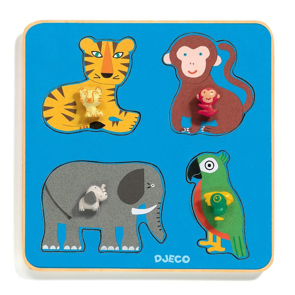 Puzzle din lemn Djeco Family Jungle foto