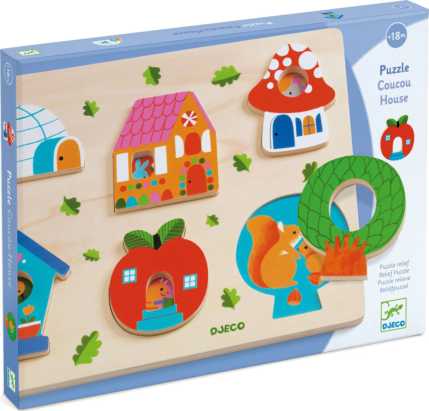 Puzzle din lemn in relief Djeco Casute foto