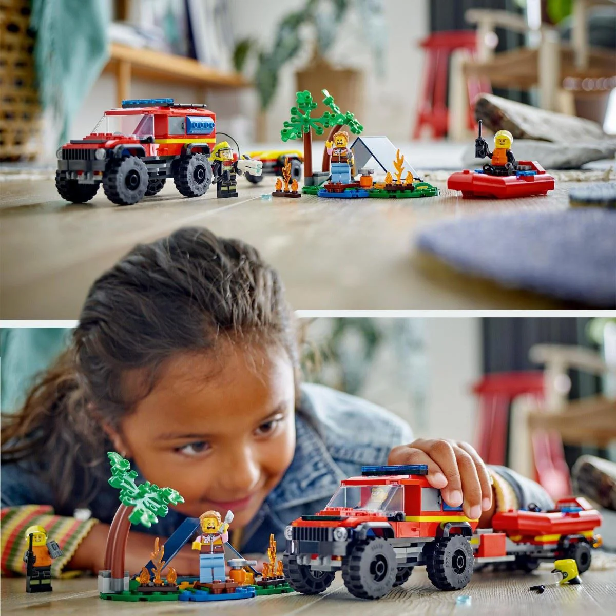 LEGO City 4x4 Fire Truck with Rescue Boat foto