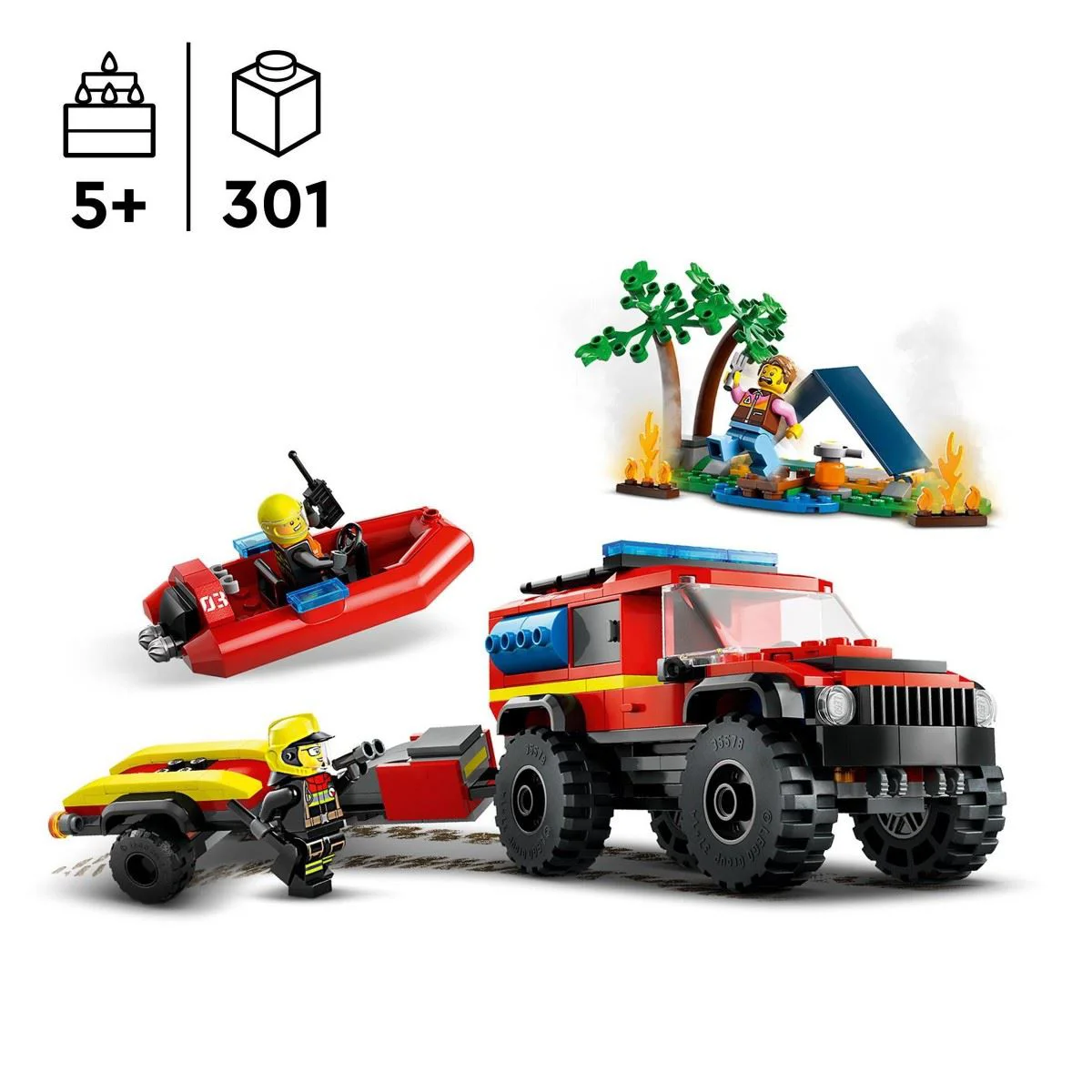 LEGO City 4x4 Fire Truck with Rescue Boat foto
