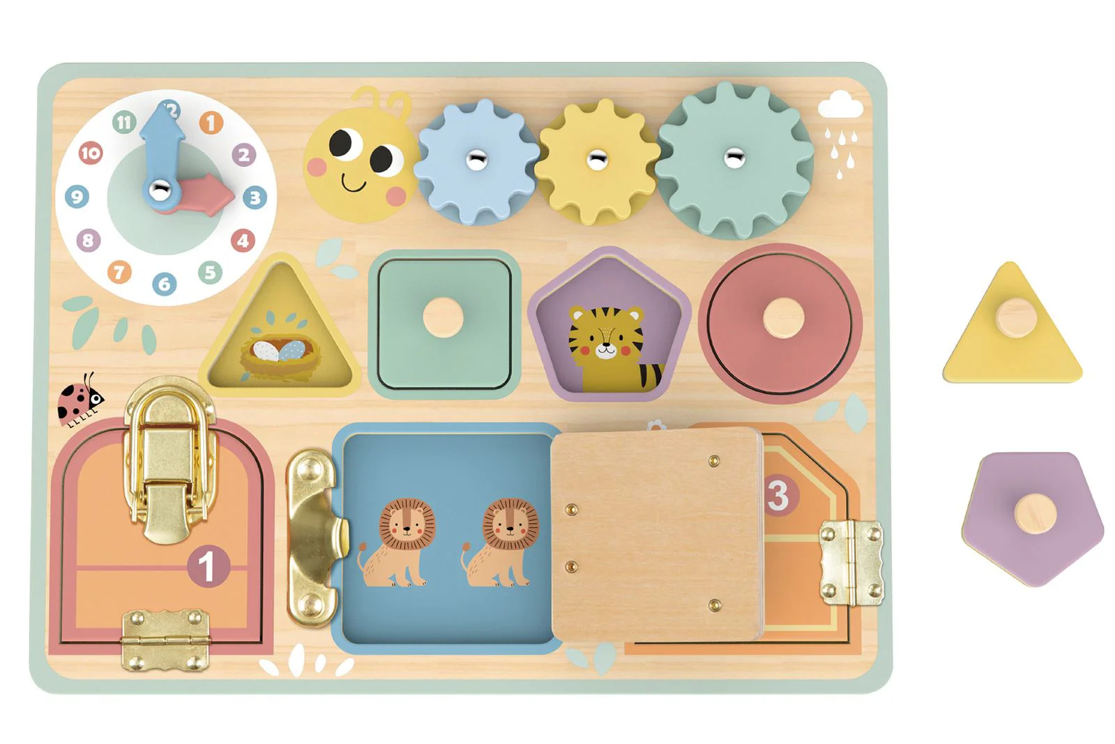 Интерактивная игрушка Tooky Toy Busyboard Doors and Gears foto