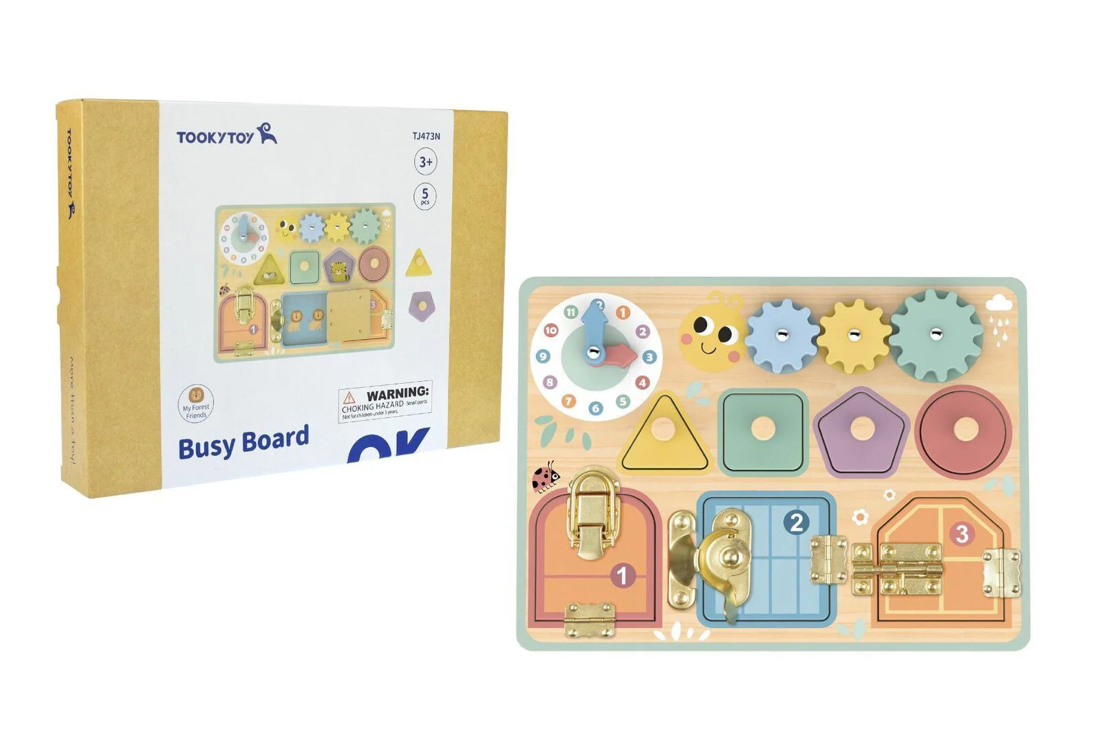 Интерактивная игрушка Tooky Toy Busyboard Doors and Gears foto
