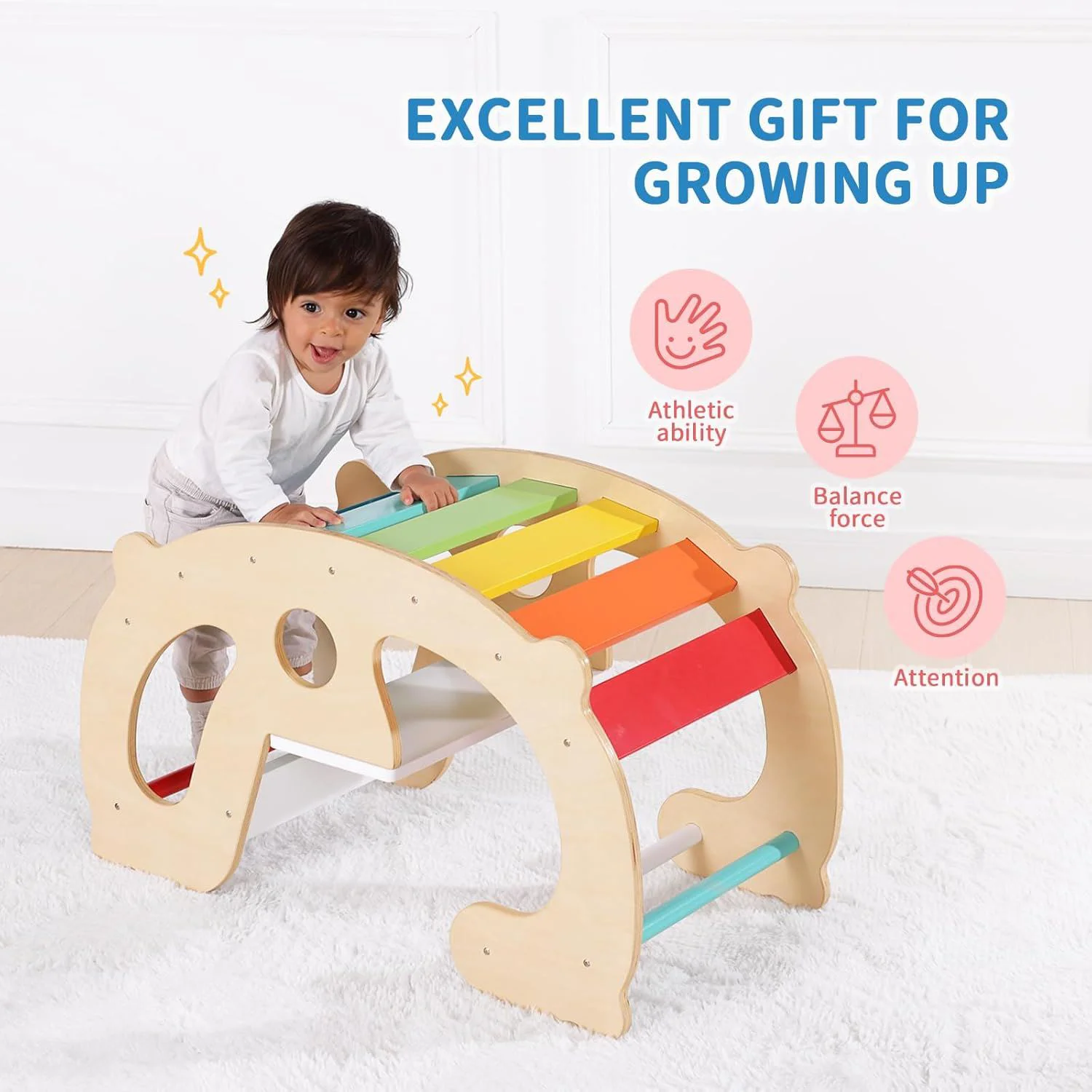 Jucarie din lemn 2 in 1 Tooky Toy Antrenor pentru copii foto