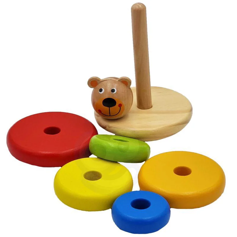 Jucarie din lemn Tooky Toy Piramida ursuletului foto