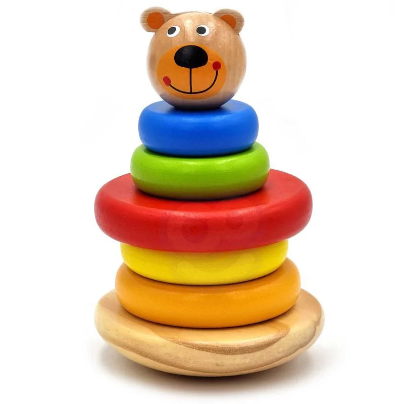 Jucarie din lemn Tooky Toy Piramida ursuletului foto