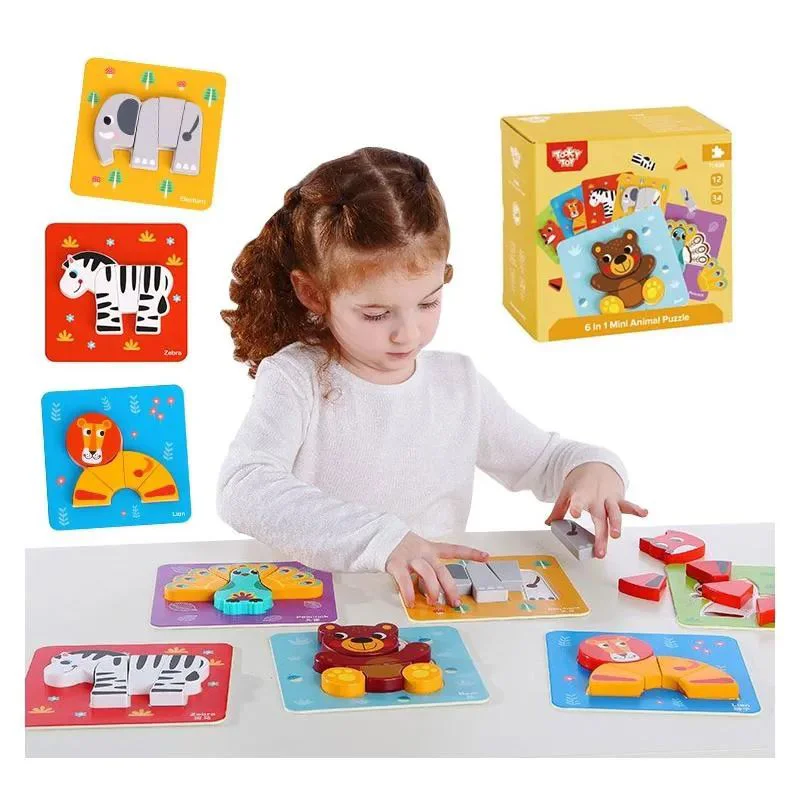 Деревянный пазл 6 в 1 Tooky Toy Животные