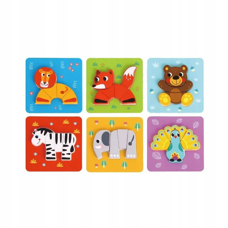 Деревянный пазл 6 в 1 Tooky Toy Животные