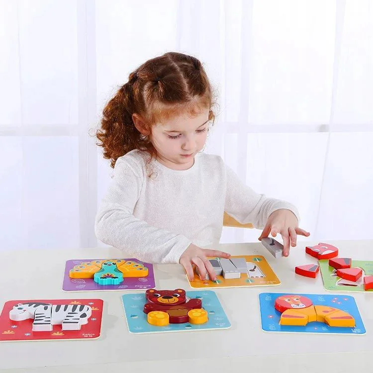 Деревянный пазл 6 в 1 Tooky Toy Животные