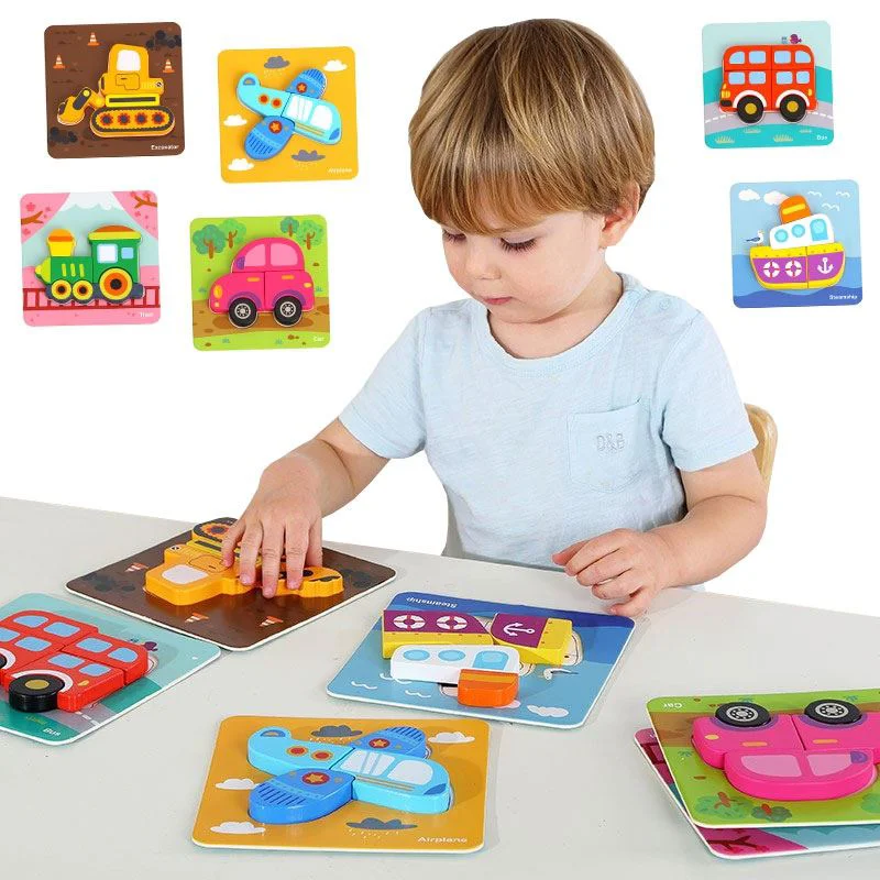 Деревянный пазл 6 в 1 Tooky Toy Транспорт, 33 эл.