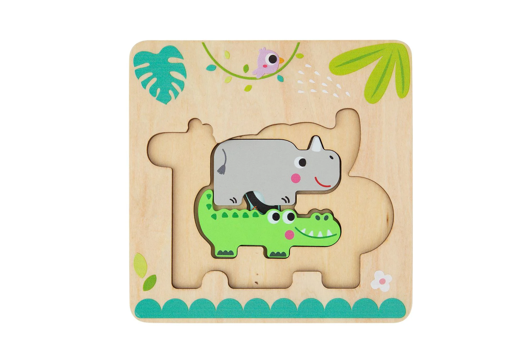 Деревянный пазл Tooky Toy Животные джунглей, 7 эл.