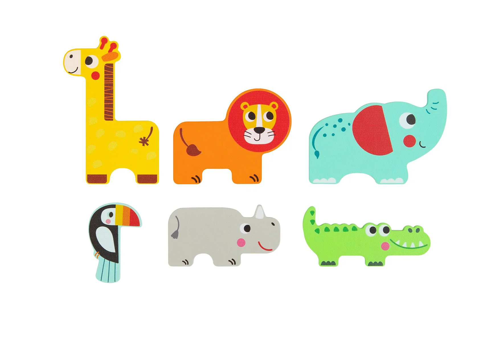 Деревянный пазл Tooky Toy Животные джунглей, 7 эл.