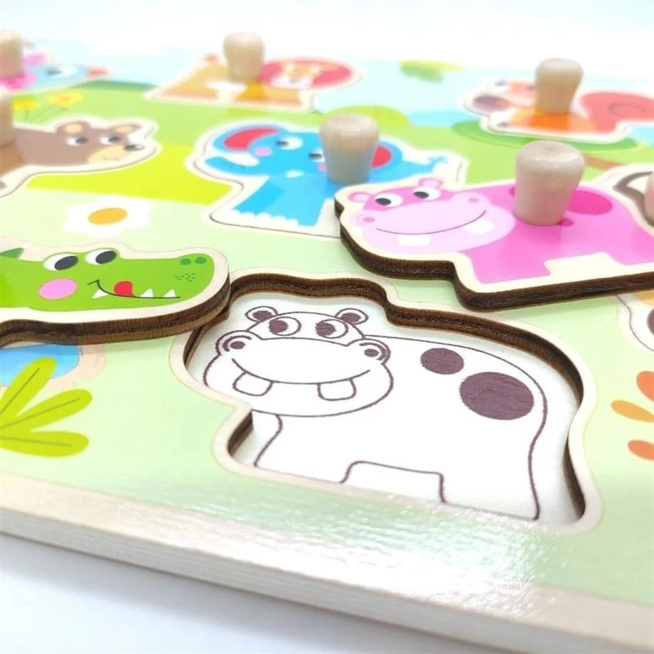 Puzzle din lemn Tooky Toy Animalute, 10 el.