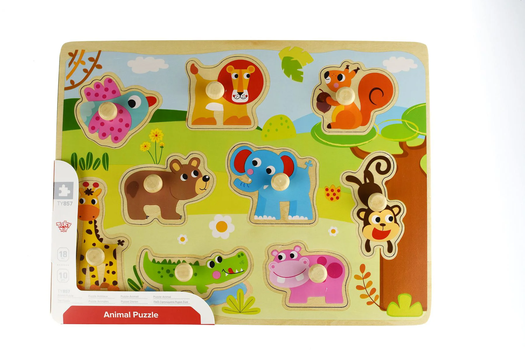 Puzzle din lemn Tooky Toy Animalute, 10 el.