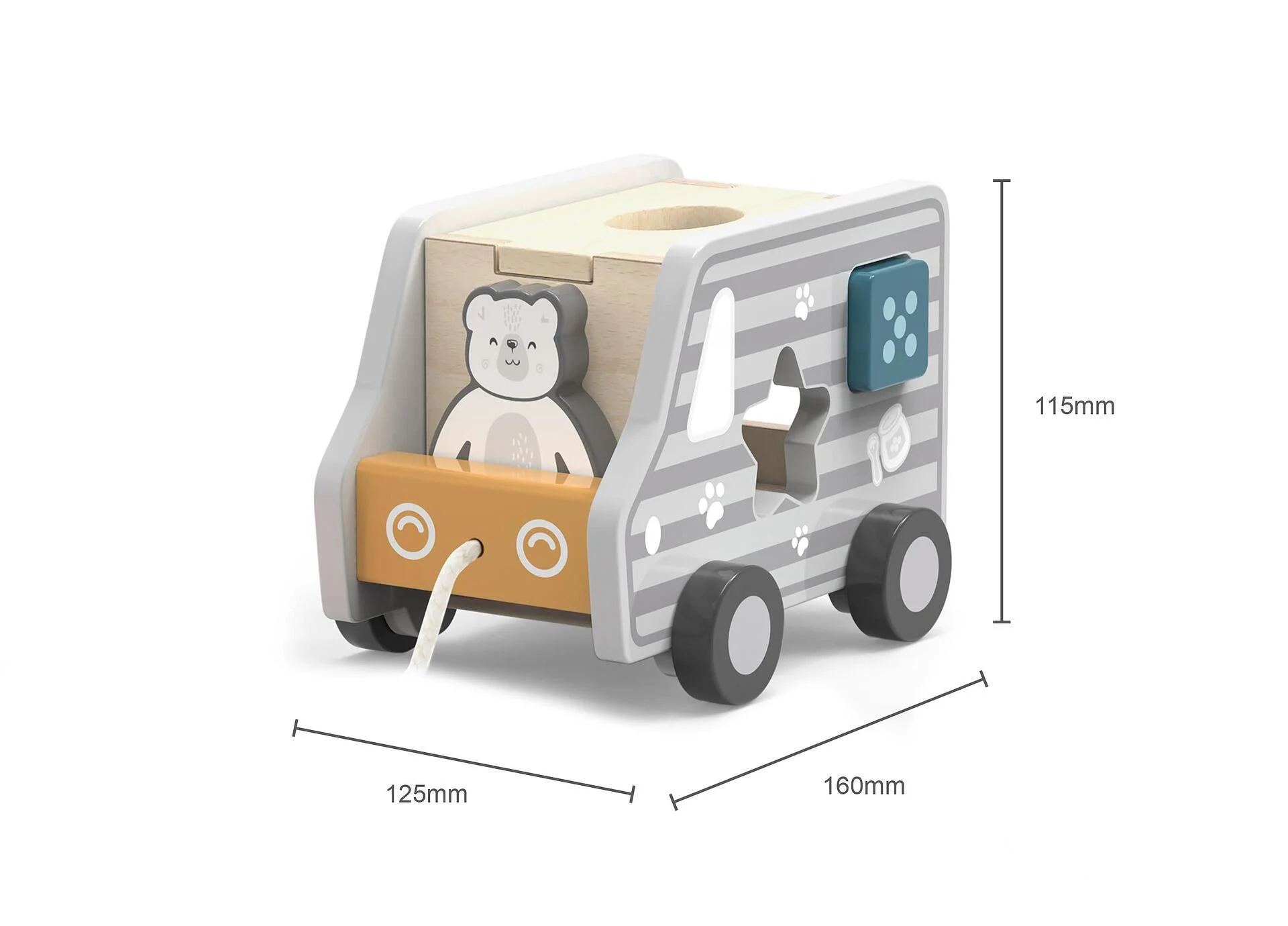 Деревянный игрушечный грузовик Pull-Along Shape Sorting Truck PolarB foto