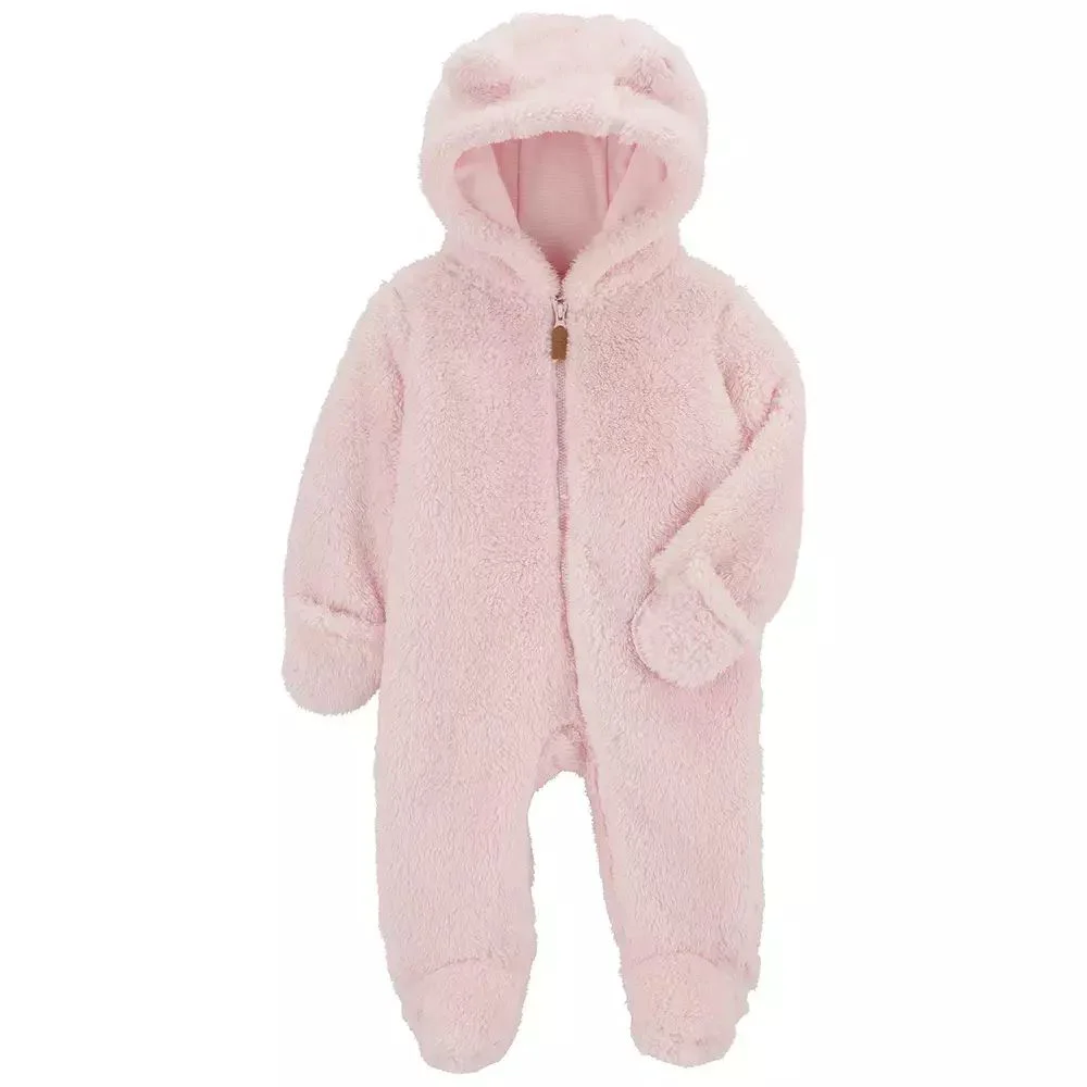 Carter's Salopeta sherpa cu gluga Pink