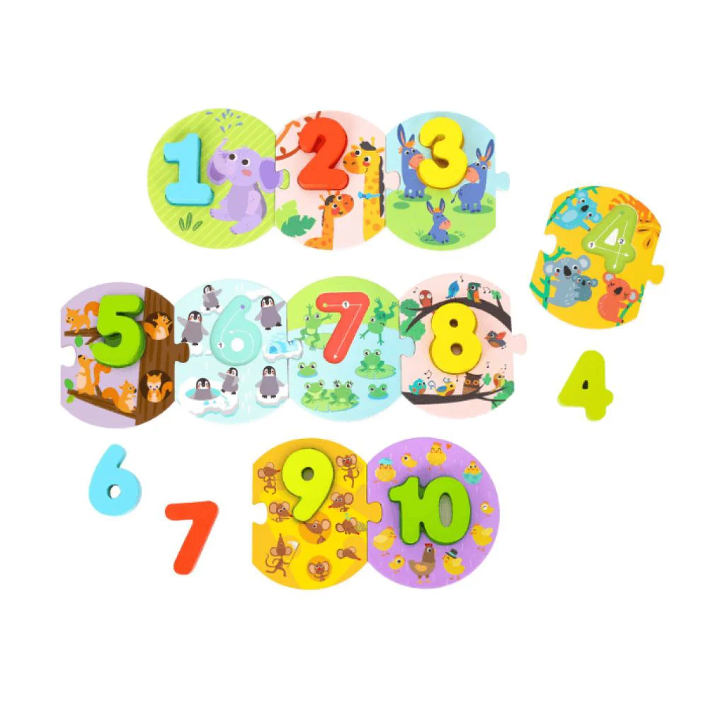 Puzzle Tooky Toy Invatam sa numaram, 20 el. foto