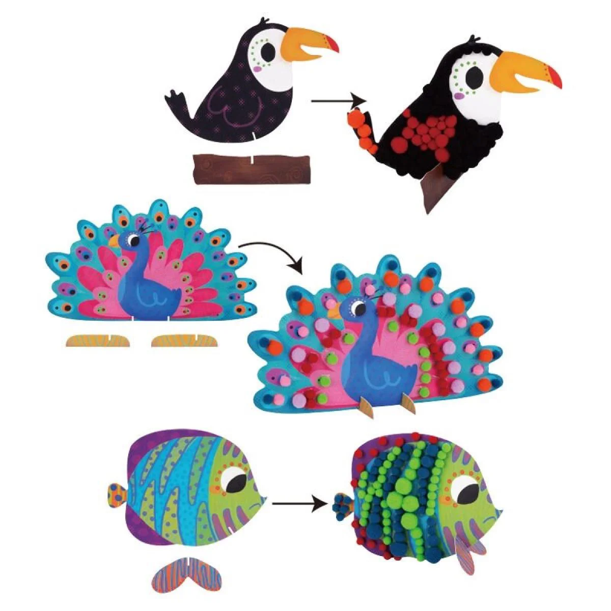 Set de creatie Tooky Toy Animale vesele, 668 el.