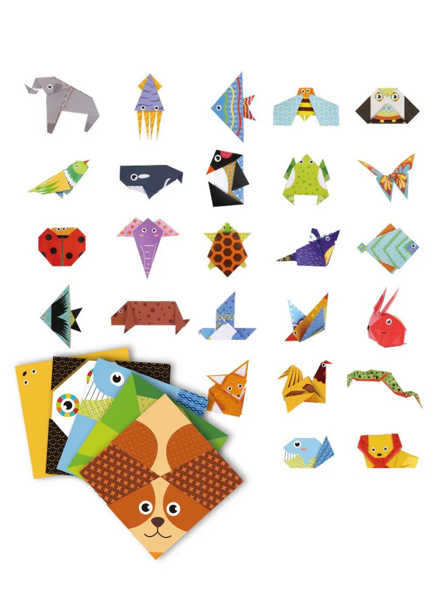 Set origami Tooky Toy Lumea animalelor, 30 modele foto