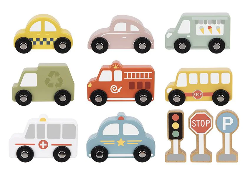 Set de jucarie din lemn Tooky Toy Vehicule de serviciu foto