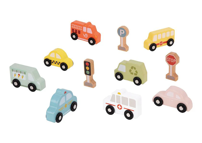Set de jucarie din lemn Tooky Toy Vehicule de serviciu foto