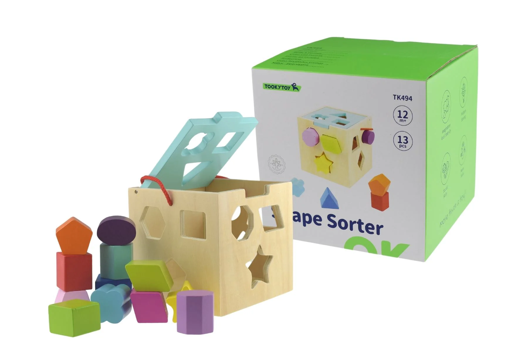 Sorter din lemn Tooky Toy Figuri, 13 el.