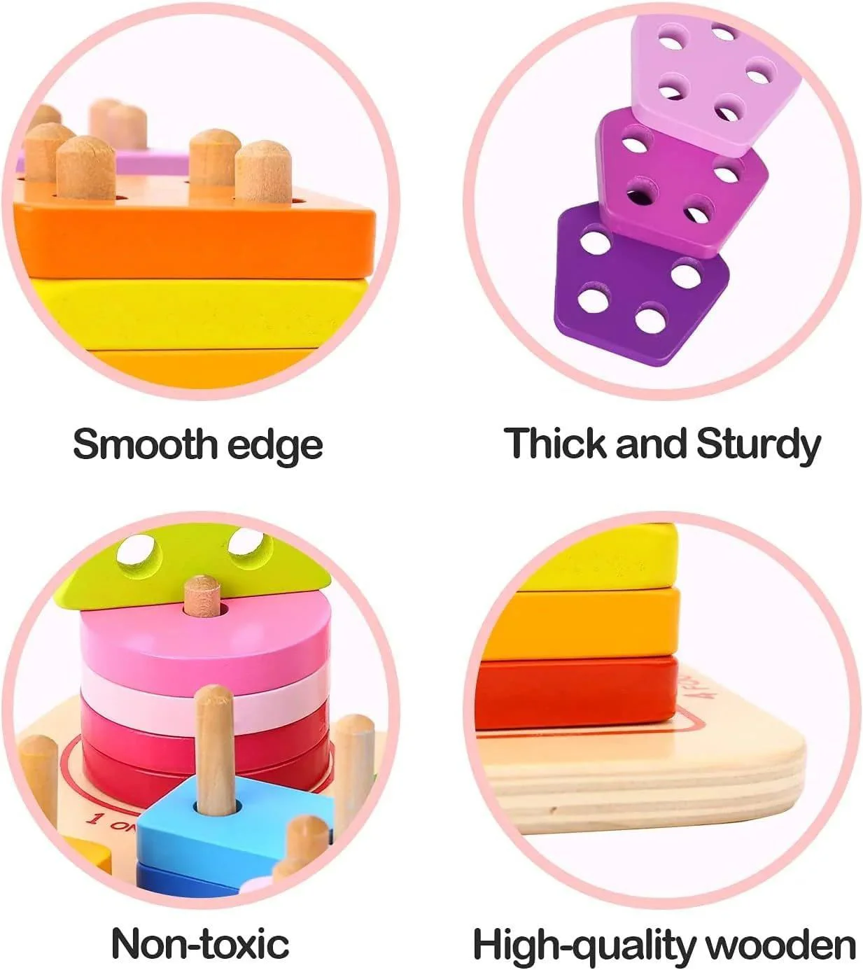 Sorter din lemn Tooky Toy Figuri geometrice, 21 el. foto
