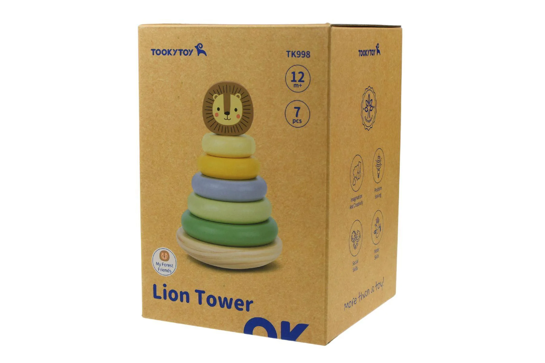 Деревянная игрушка Tooky Toy Пирамида Лев, 7 эл. foto