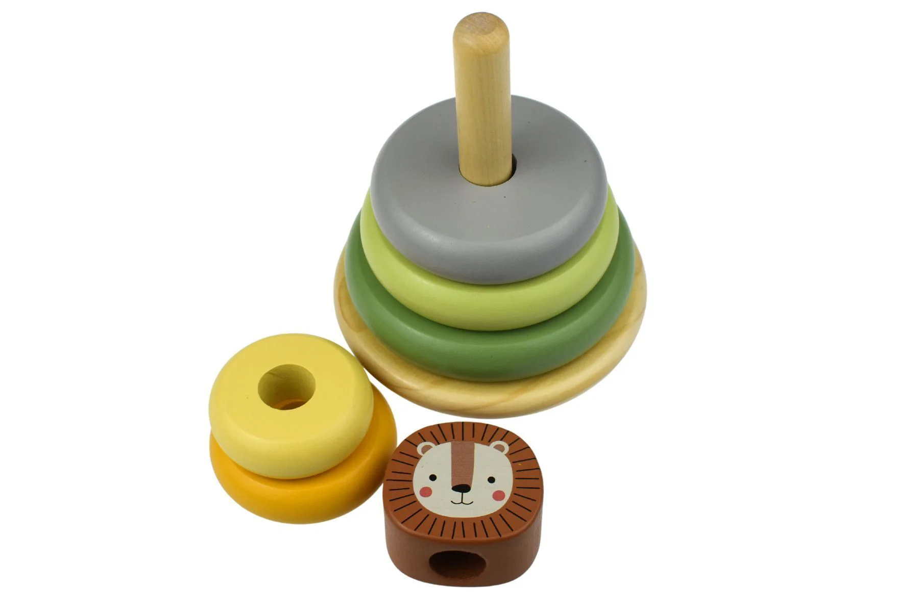 Деревянная игрушка Tooky Toy Пирамида Лев, 7 эл. foto