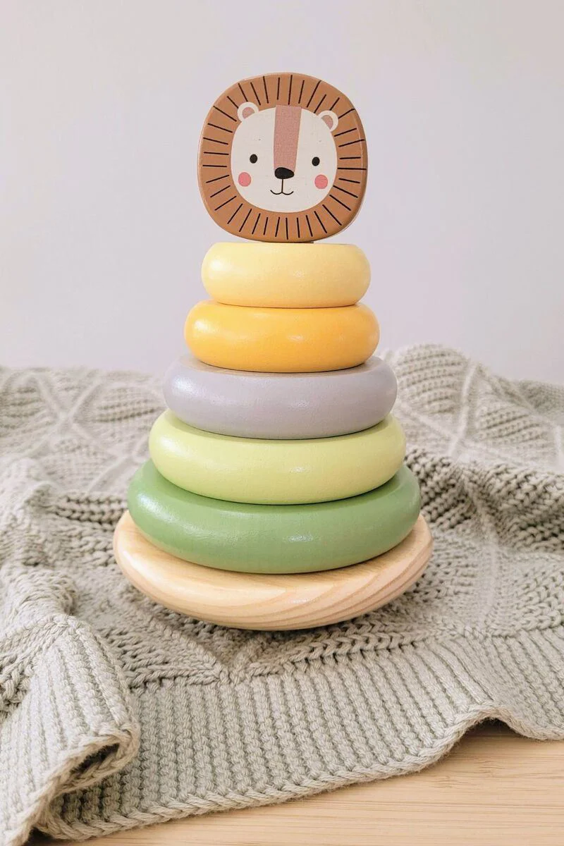 Деревянная игрушка Tooky Toy Пирамида Лев, 7 эл. foto