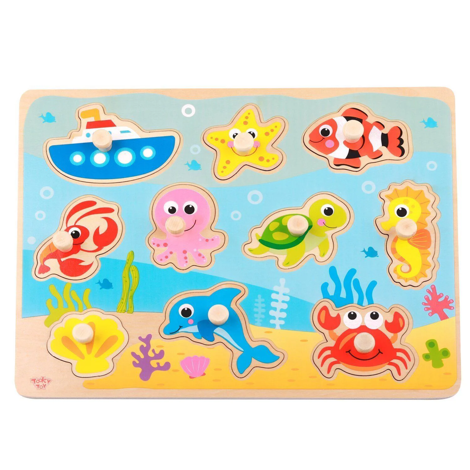 Деревянный пазл Tooky Toy Морские животные, 11 эл.