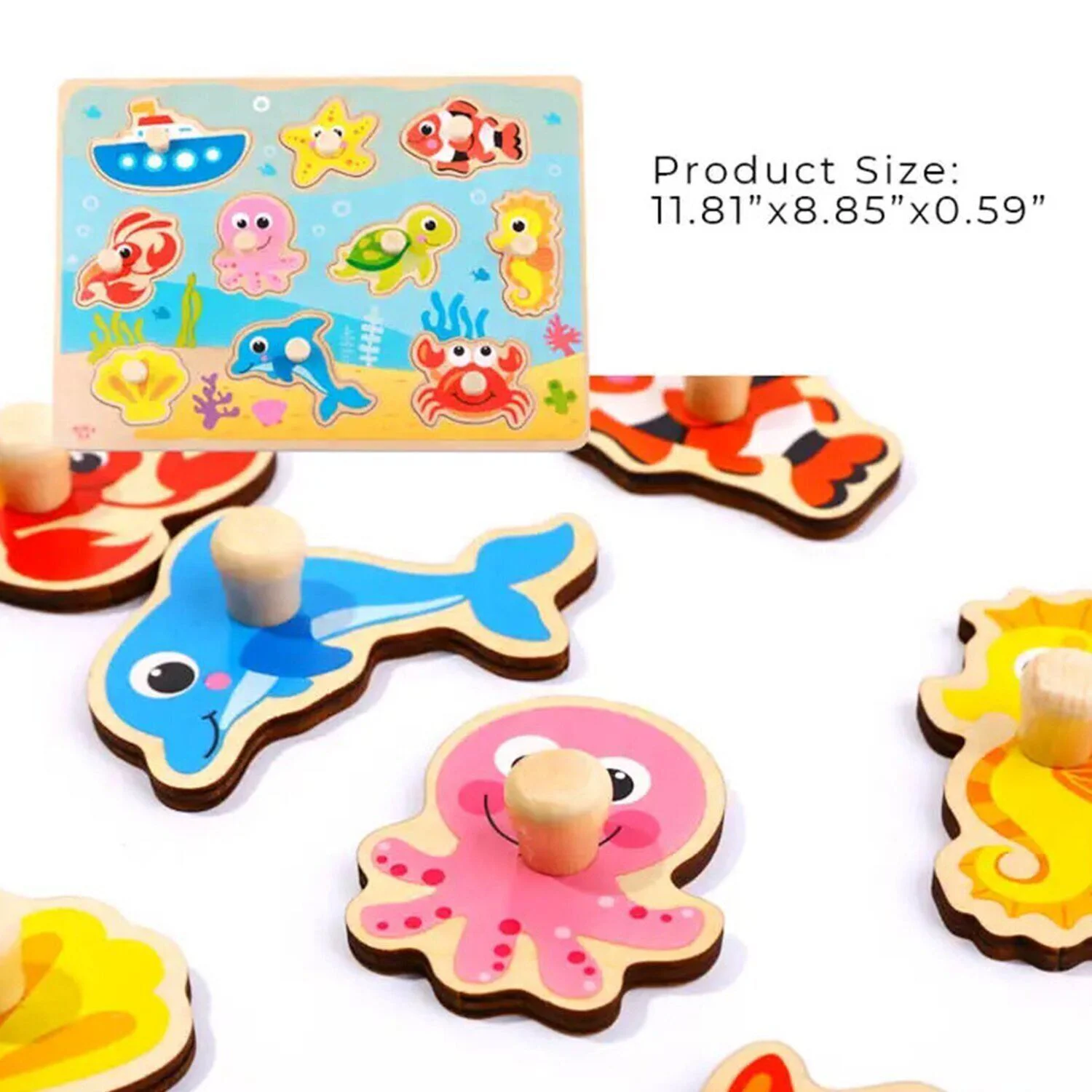 Деревянный пазл Tooky Toy Морские животные, 11 эл.