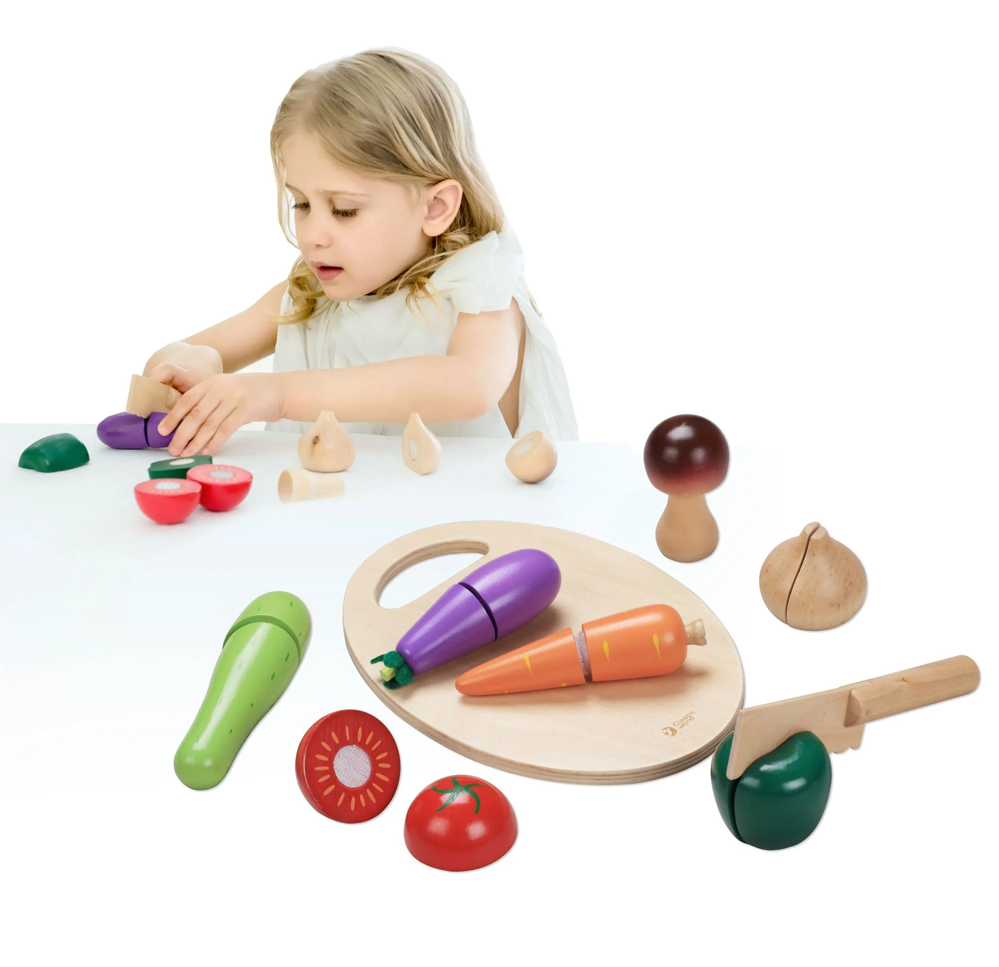 Set de joaca din lemn Classic World Legume, 16 el.
