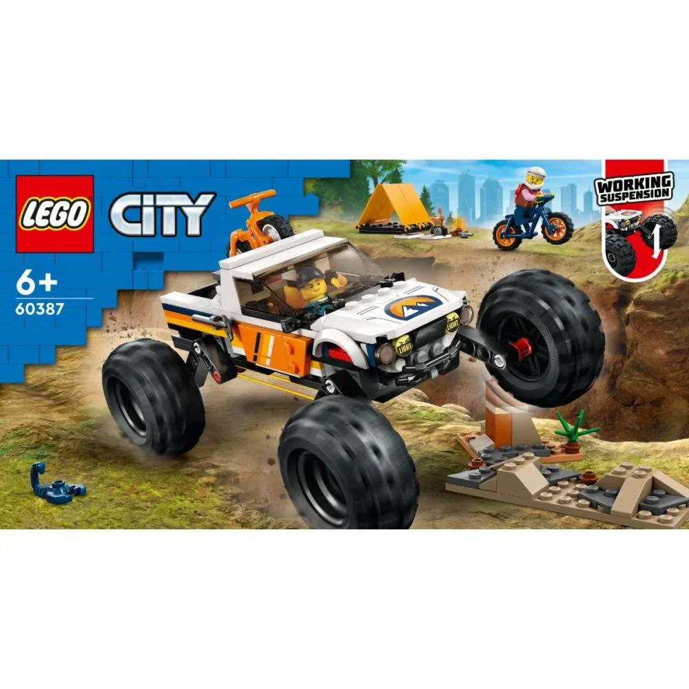 Set de constructie Lego City Aventuri off road cu vehicul 4x4, 252 el.