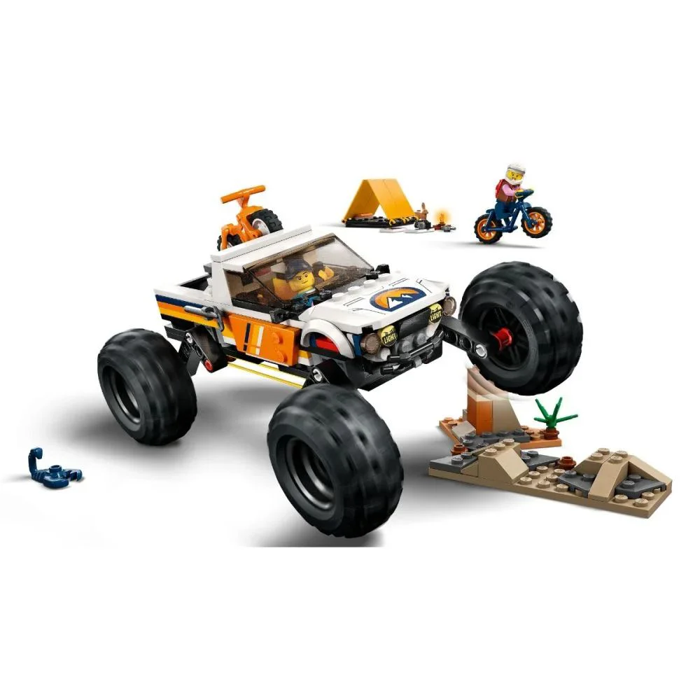Set de constructie Lego City Aventuri off road cu vehicul 4x4, 252 el.