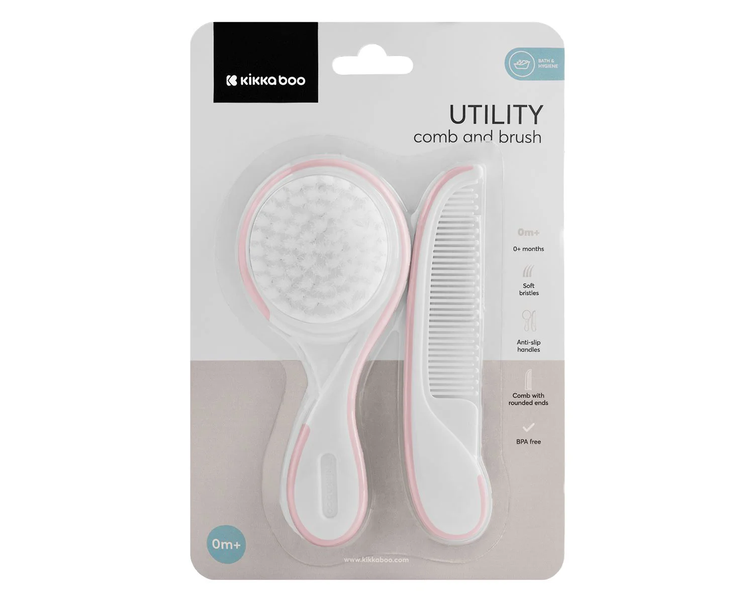 Pieptene si perie KikkaBoo Utility Pink
