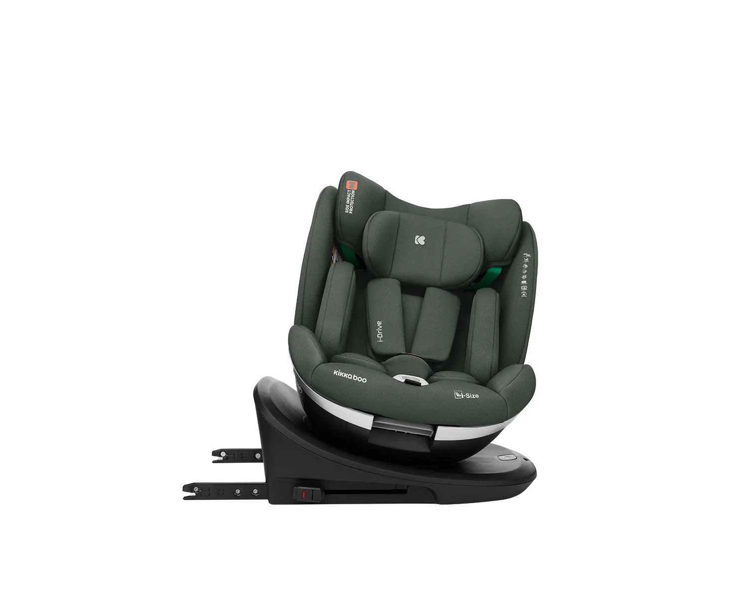 Вращающееся автокресло с изофиксом KikkaBoo i-Drive Army Green, 40-150 см