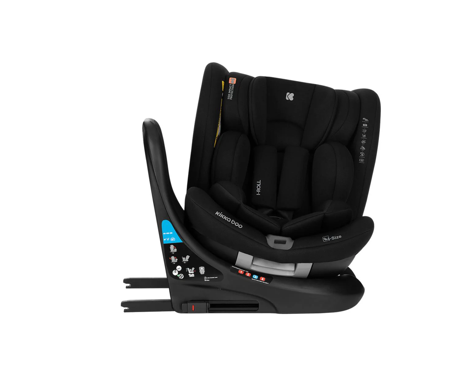 Вращающееся автокресло с изофиксом KikkaBoo i-Roll Black, 40-150 см