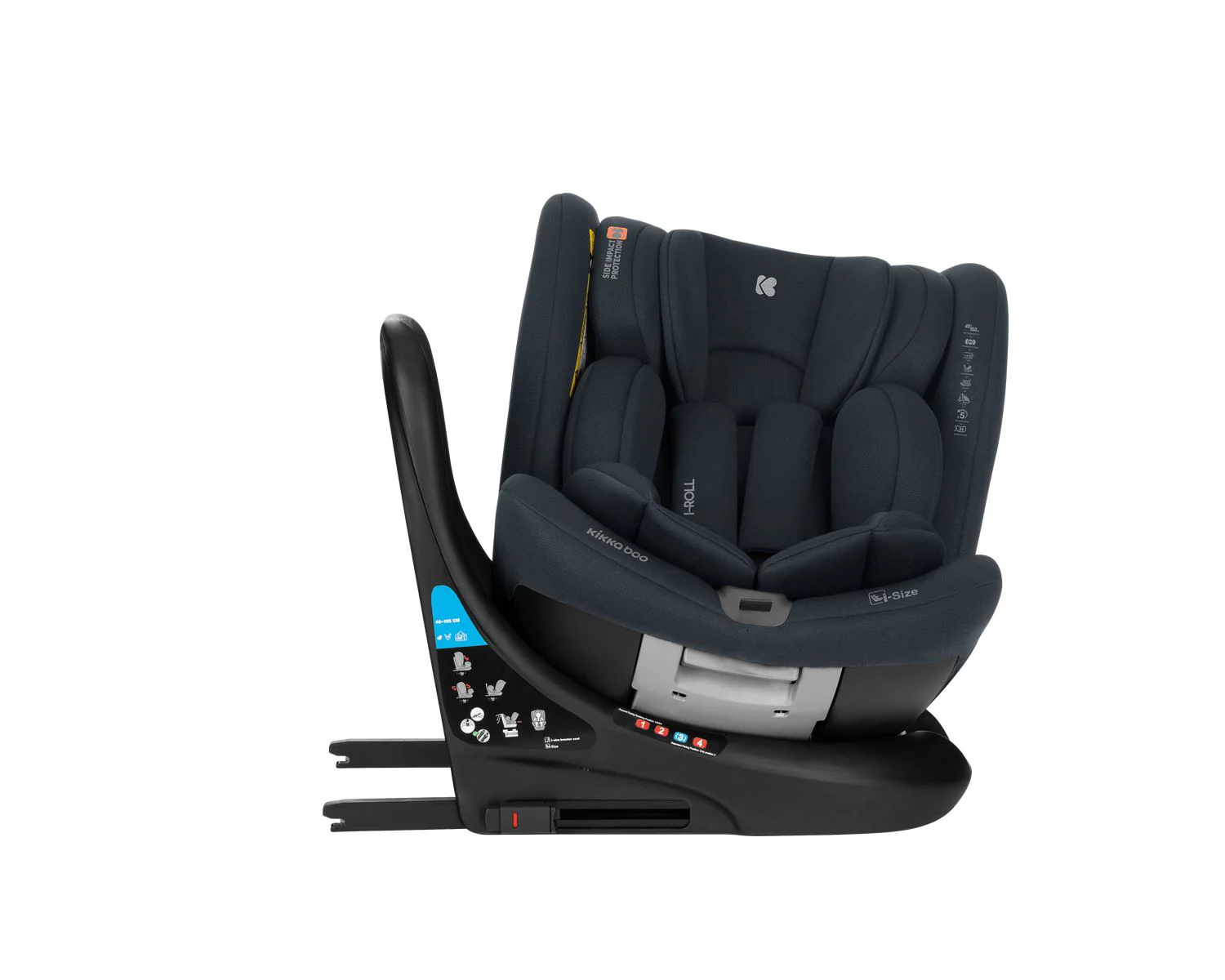 Вращающееся автокресло с изофиксом KikkaBoo i-Roll Dark Grey, 40-150 см