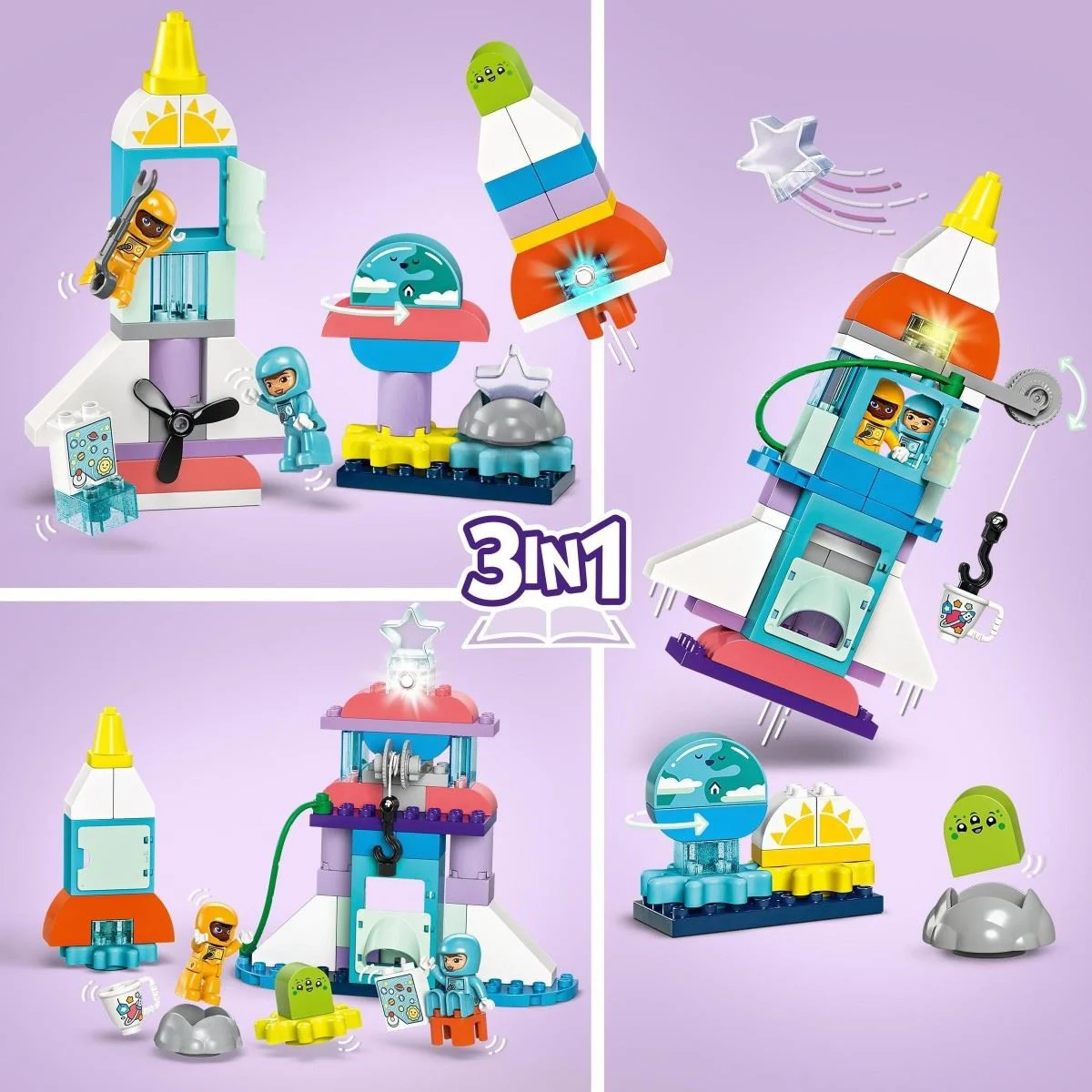 Set de constructie 3 in 1 LEGO Duplo Aventura cu naveta spatiala, 58 el. foto