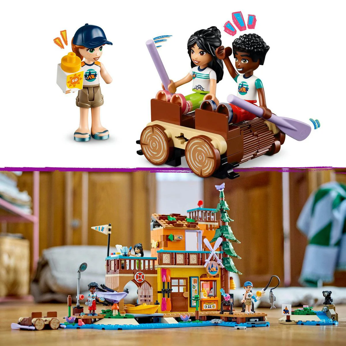 Set de constructie LEGO Friends Sporturi nautice in tabara de aventuri, 628 el. foto