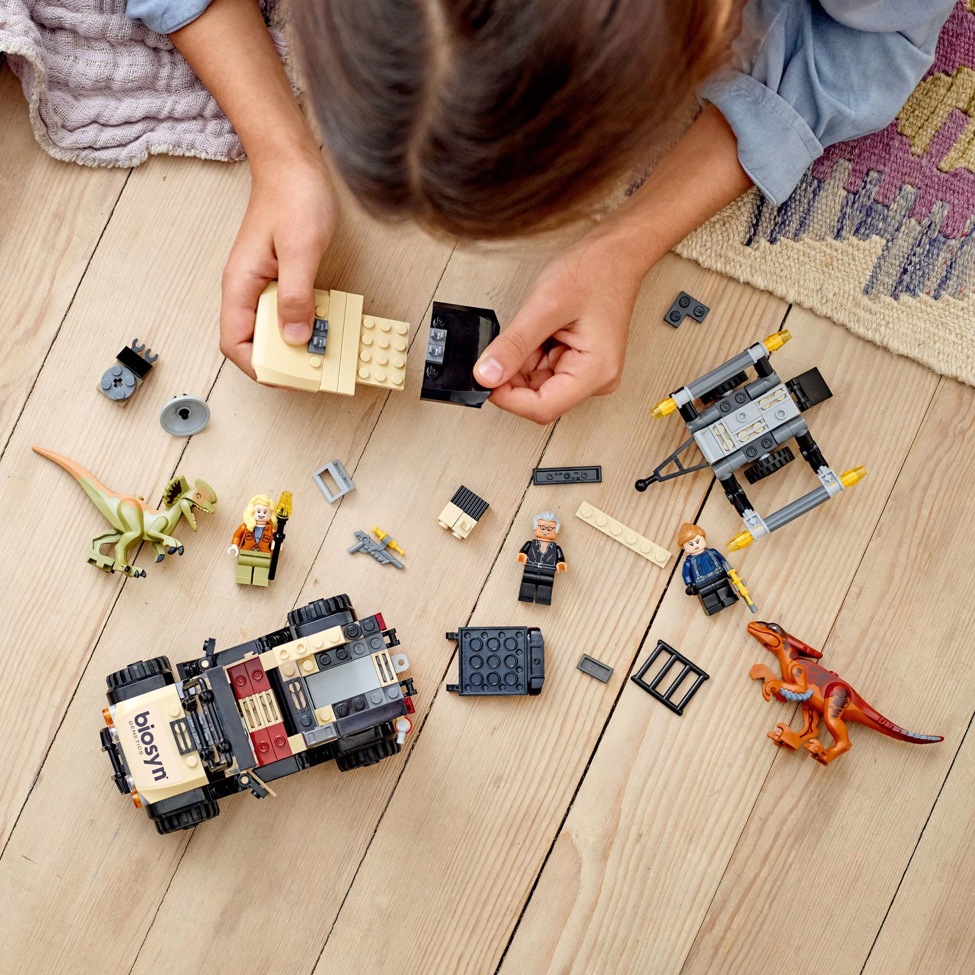 Set de constructie LEGO Jurassic World Transport de Pyroraptor si Dilophozaur , 254 el. foto