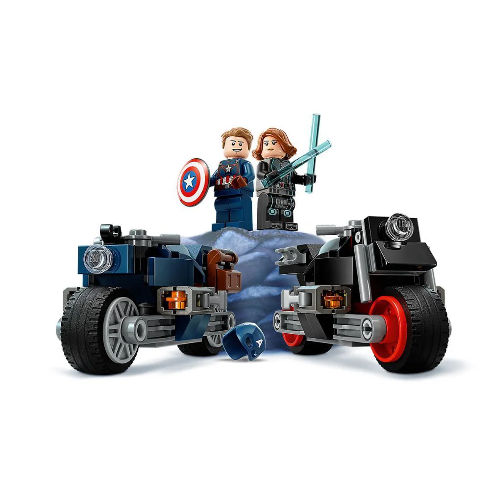 Set de constructie LEGO Marvel Motocicletele lui Black Widow si Captain America, 130 el. foto