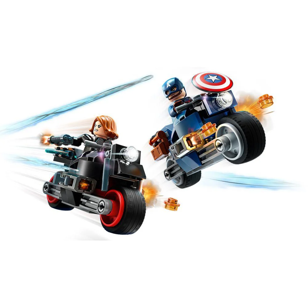 Set de constructie LEGO Marvel Motocicletele lui Black Widow si Captain America, 130 el. foto