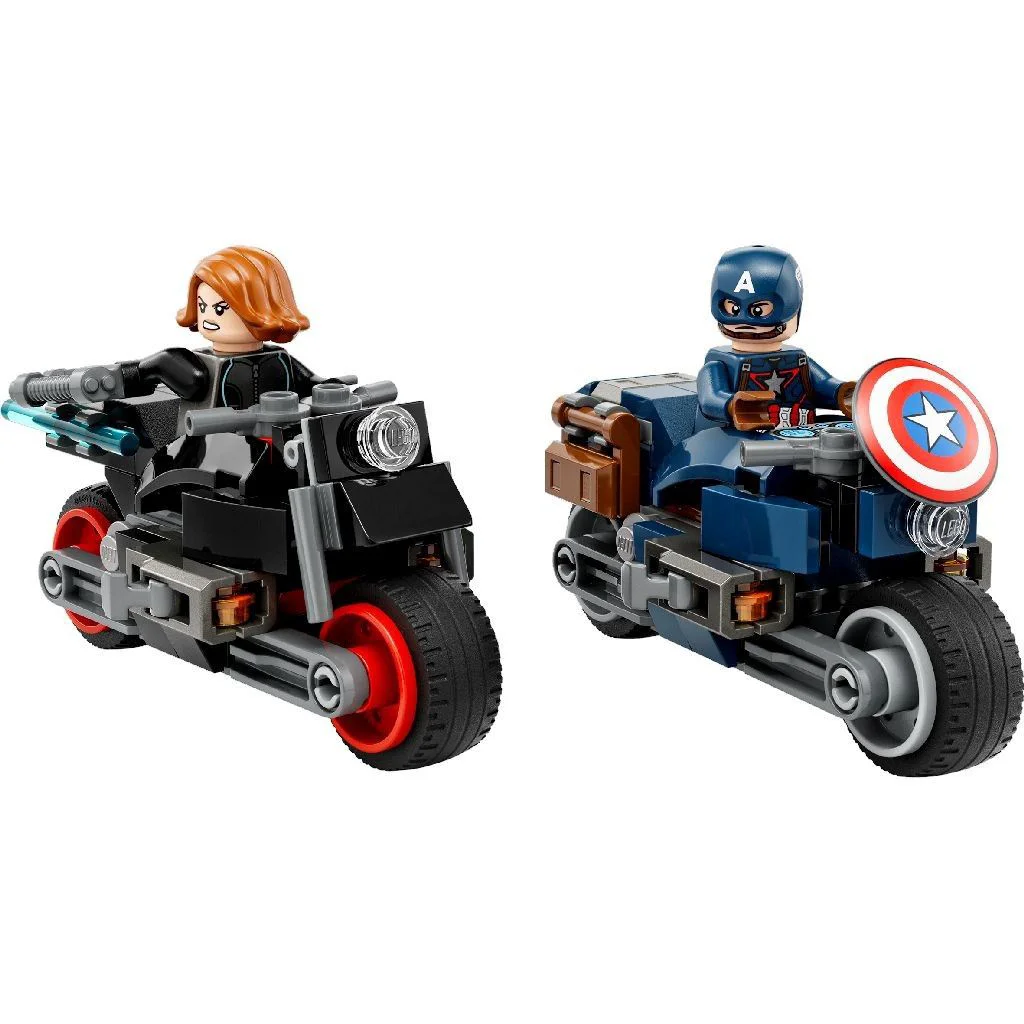 Set de constructie LEGO Marvel Motocicletele lui Black Widow si Captain America, 130 el. foto