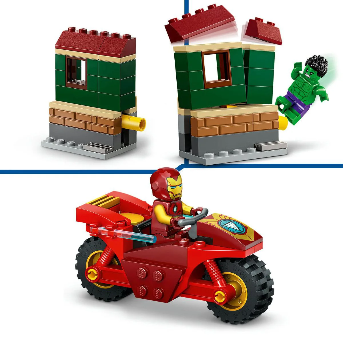 Конструктор LEGO Marvel Железный человек на мотоцикле и Халк, 68 эл. foto
