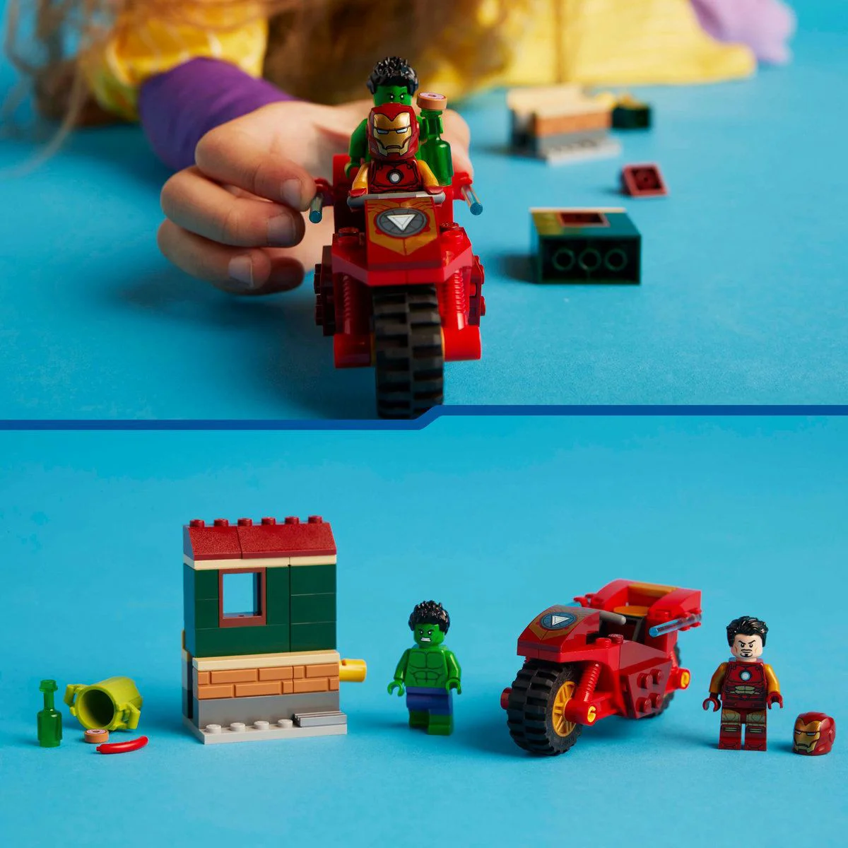 Конструктор LEGO Marvel Железный человек на мотоцикле и Халк, 68 эл. foto