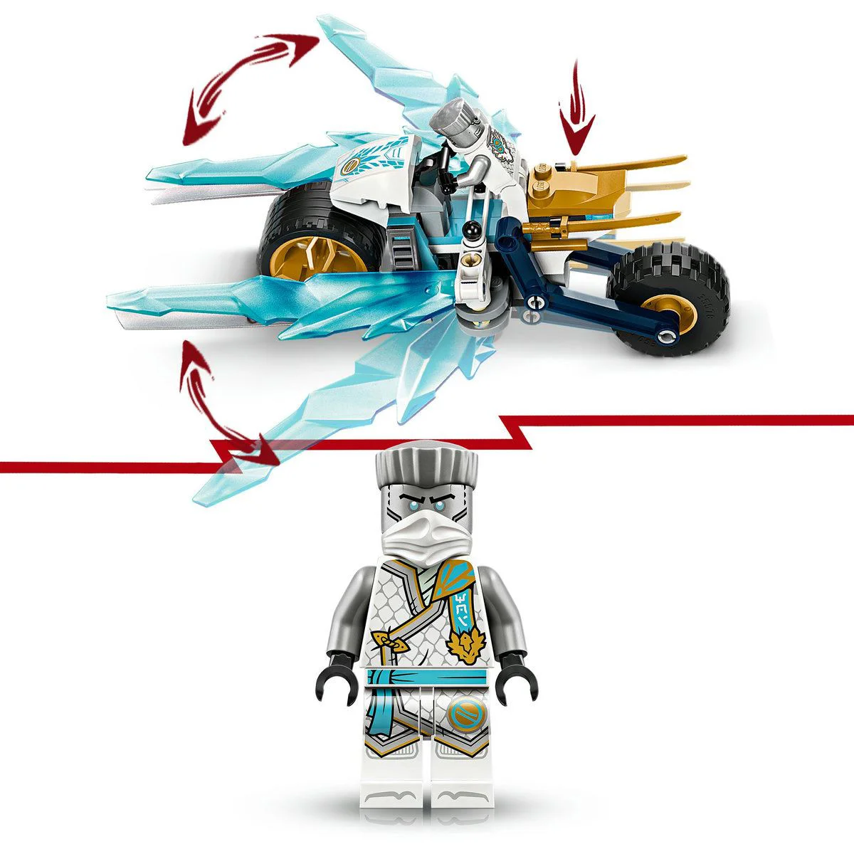 Set de constructie LEGO Ninjago Motocicleta de gheata a lui Zane, 84 el. foto