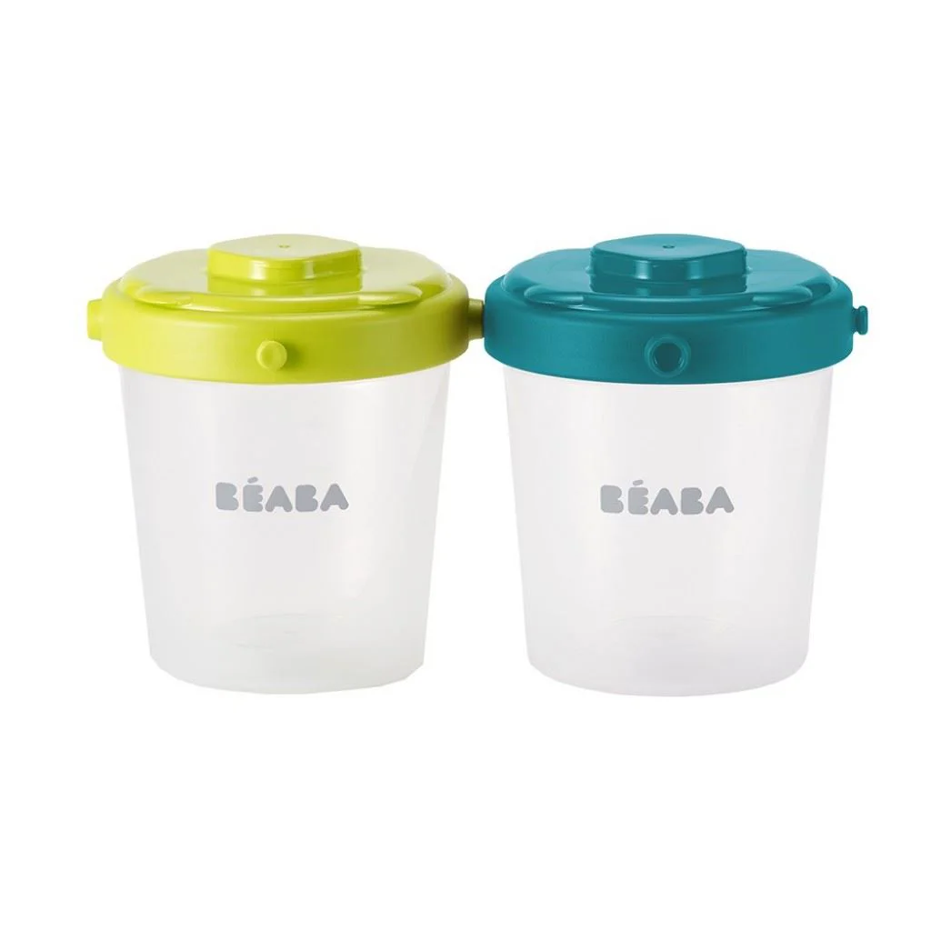 Set 6 recipiente hrana Beaba verde-albastru, 200 ml